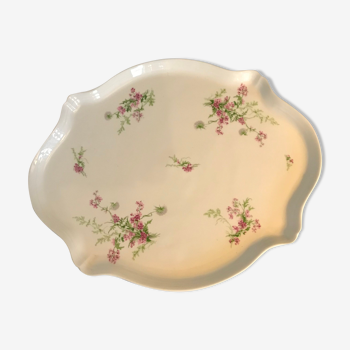 Porcelain cake dish pink and green flower