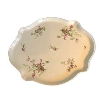 Porcelain cake dish pink and green flower