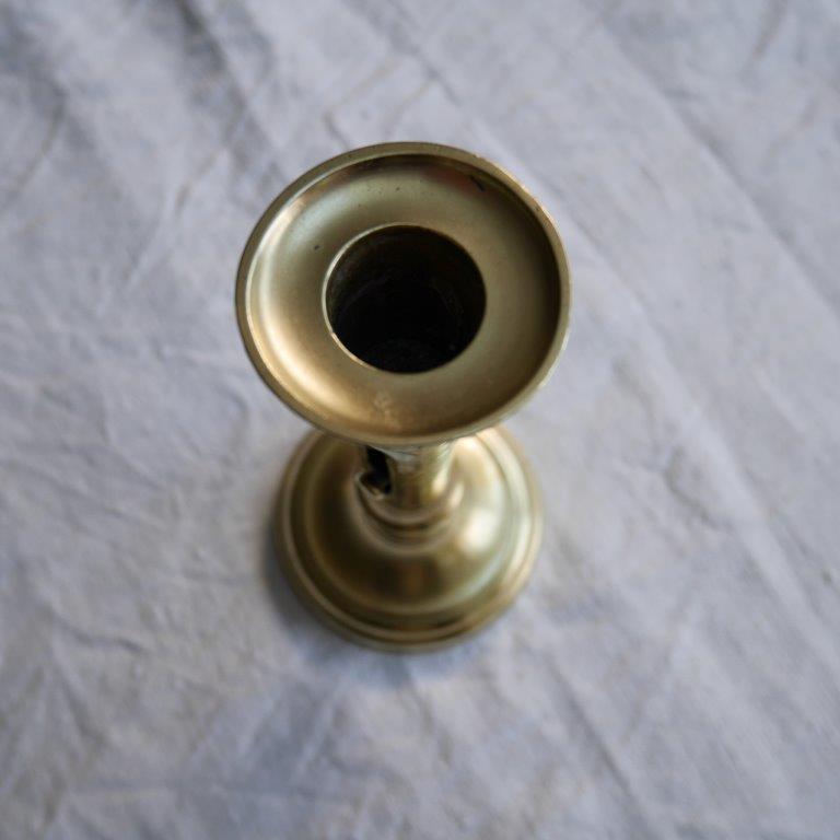 Brass candle holder with pusher