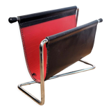 Vintage mail rack in metal and leather