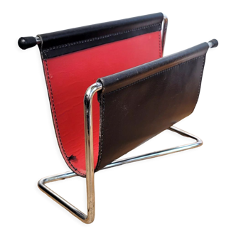 Porte courrier vintage en métal et cuir
