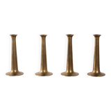 Set of 4 Hans Bølling Brass Candlesticks for Torben Ørskov, Denmark 1950s