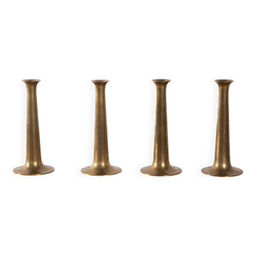 Set of 4 Hans Bølling Brass Candlesticks for Torben Ørskov, Denmark 1950s