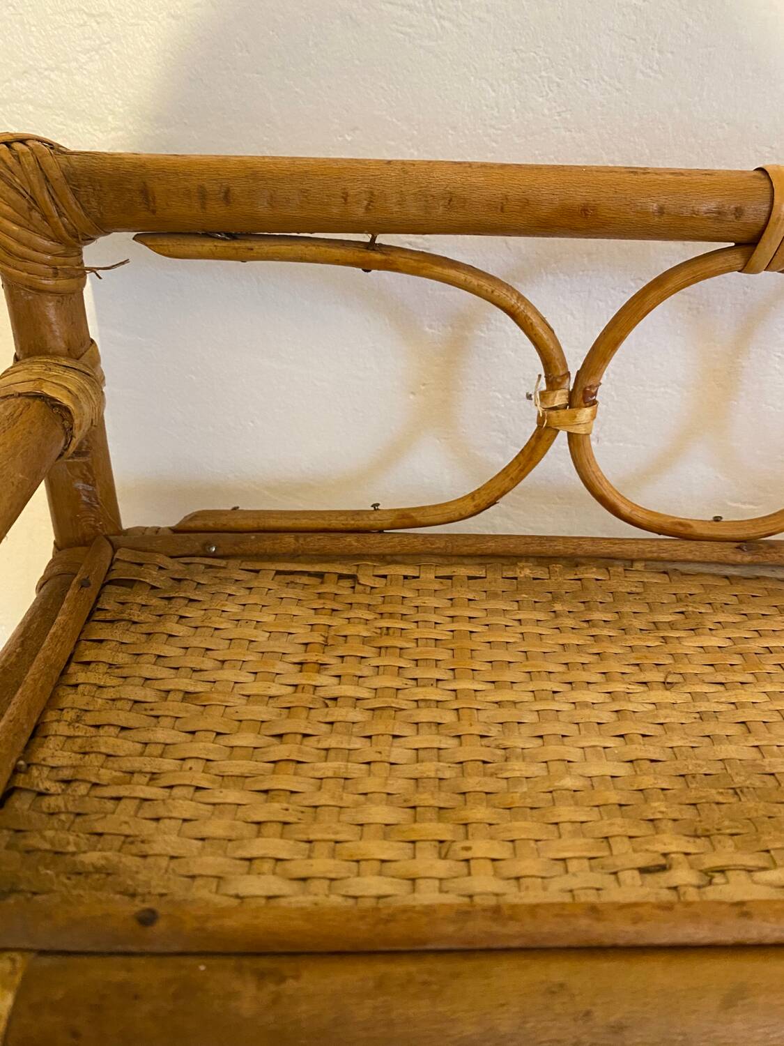 Rattan and bamboo shelf