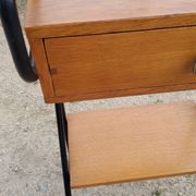 Pair of bedside tables from the 60s in gilded oak and tubes stamped Descher