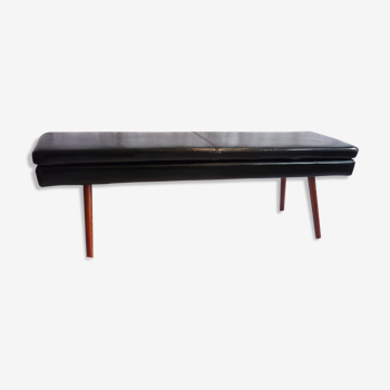 Black synthetic leather bench