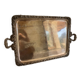 Large silver-plated copper serving tray from the 19th century - 80 x 48 cm