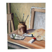 Artist studio, oil on canvas signed D Funes.