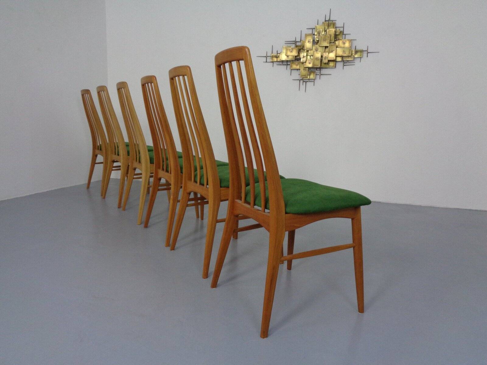 Eva dining chairs in teak by Niels Koeefoed for Hornslet Møbelfabrik, Denmark, 1960s, set of 6.