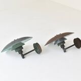 A set of two ph 4.5 copper wall lamps by poul henningsen for louis poulsen, denmark 1980s.