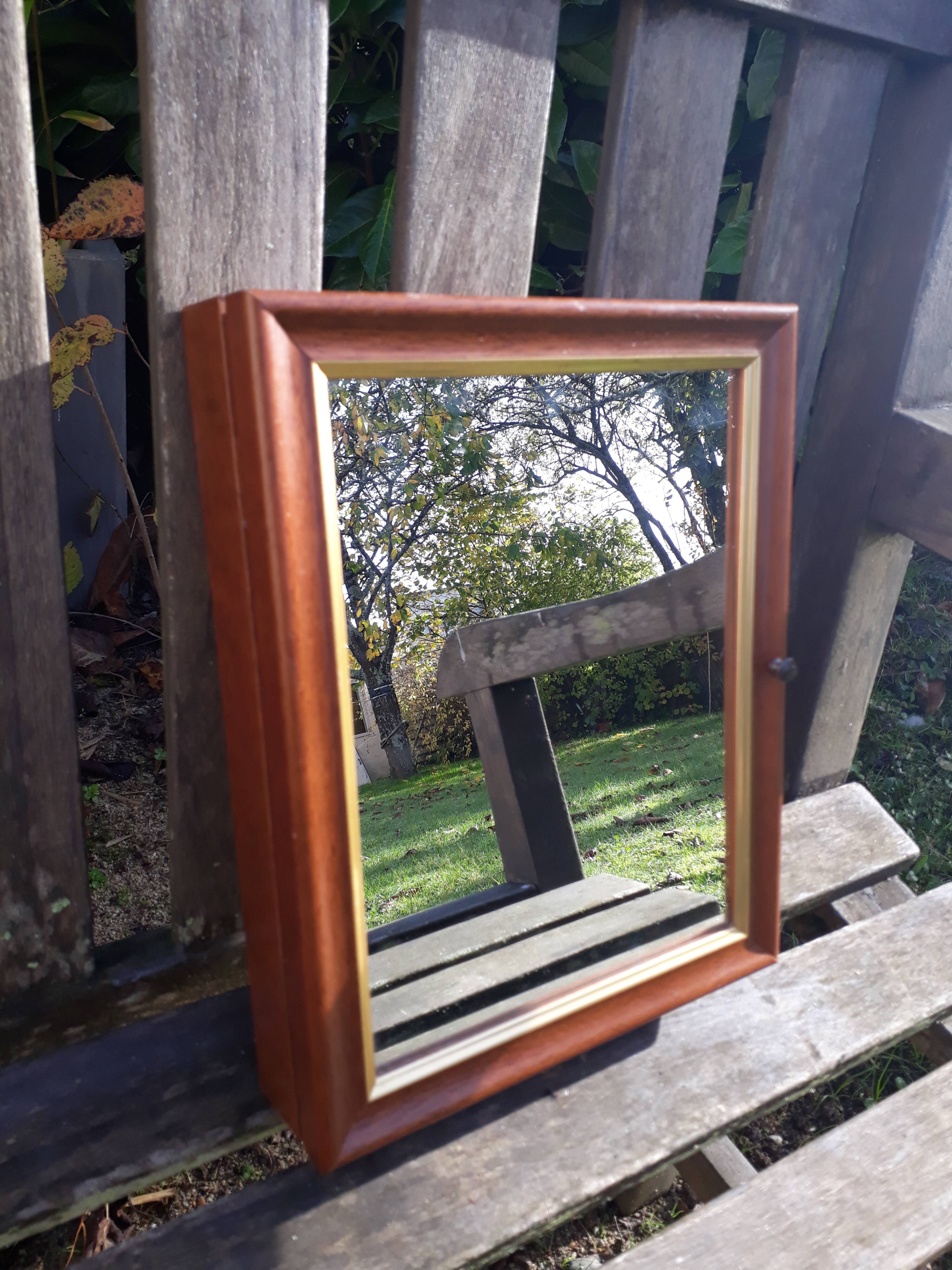 Wall key box, wood and mirror, vintage, fab. Frenchwoman