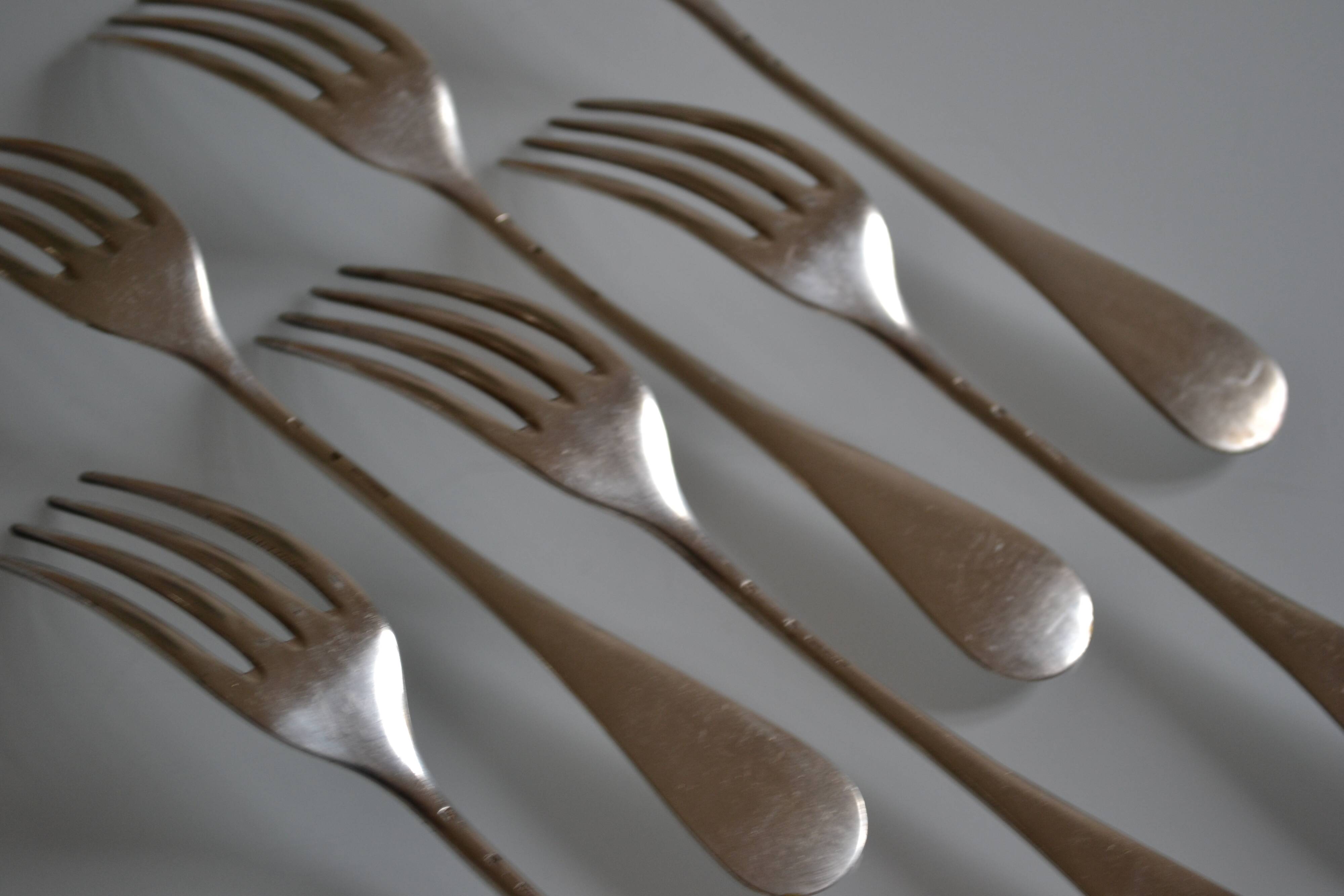 6 silver metal table forks P de Ruolz silver plated forks 21 cm