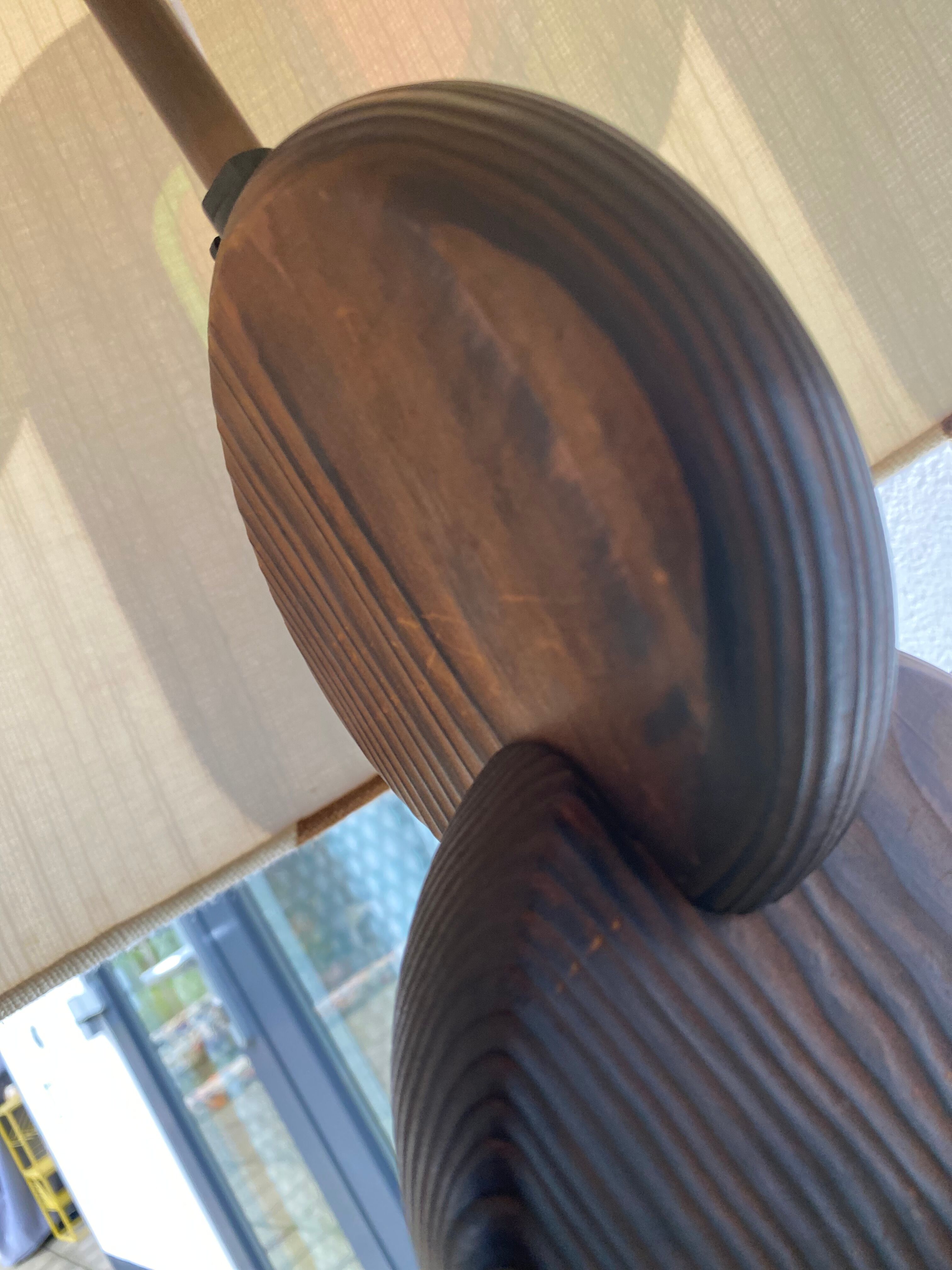 Brutalist Carved Wood Floor Lamp