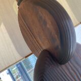 Brutalist Carved Wood Floor Lamp