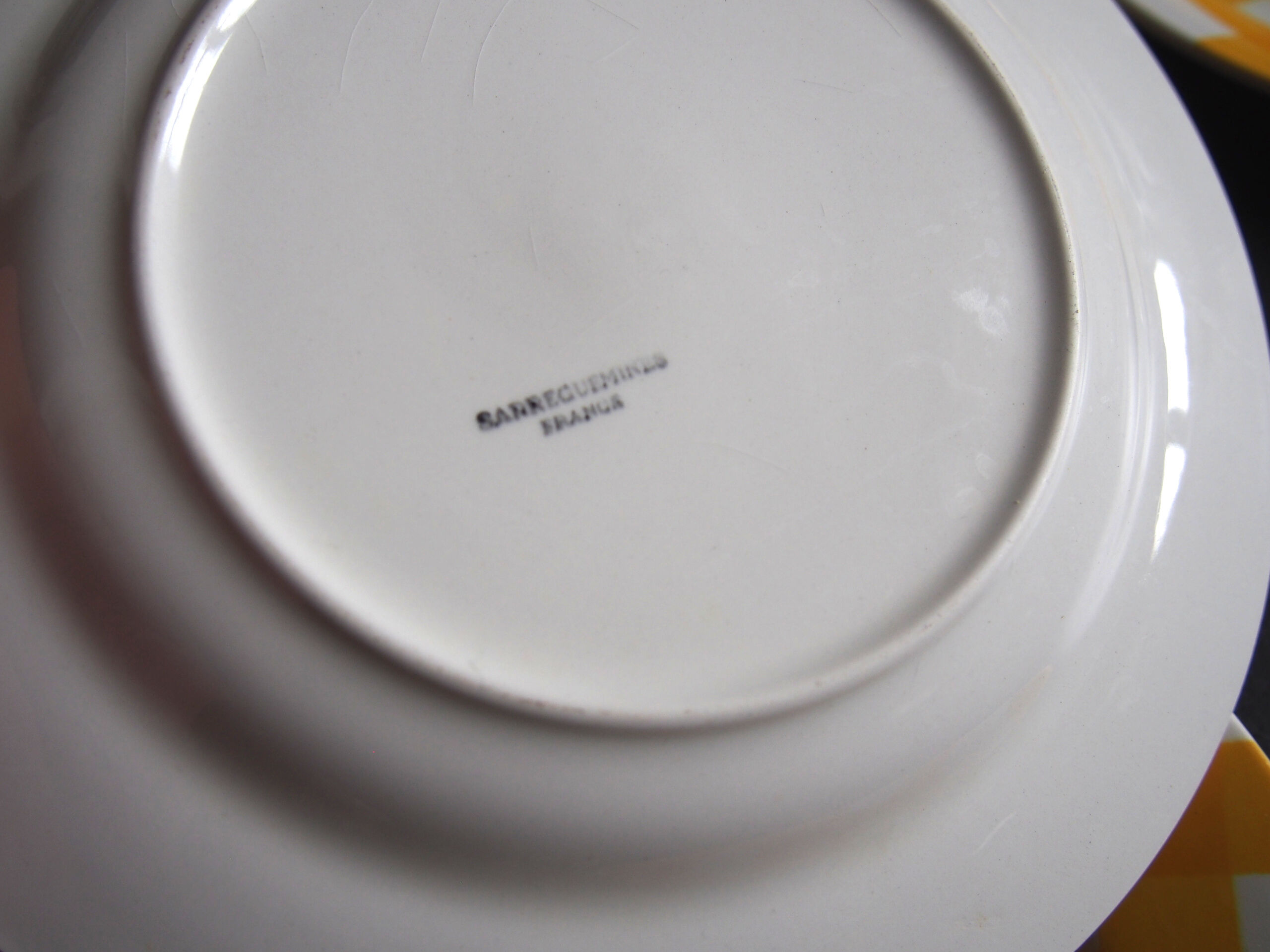 4 Yellow checkered plates Sarreguemines