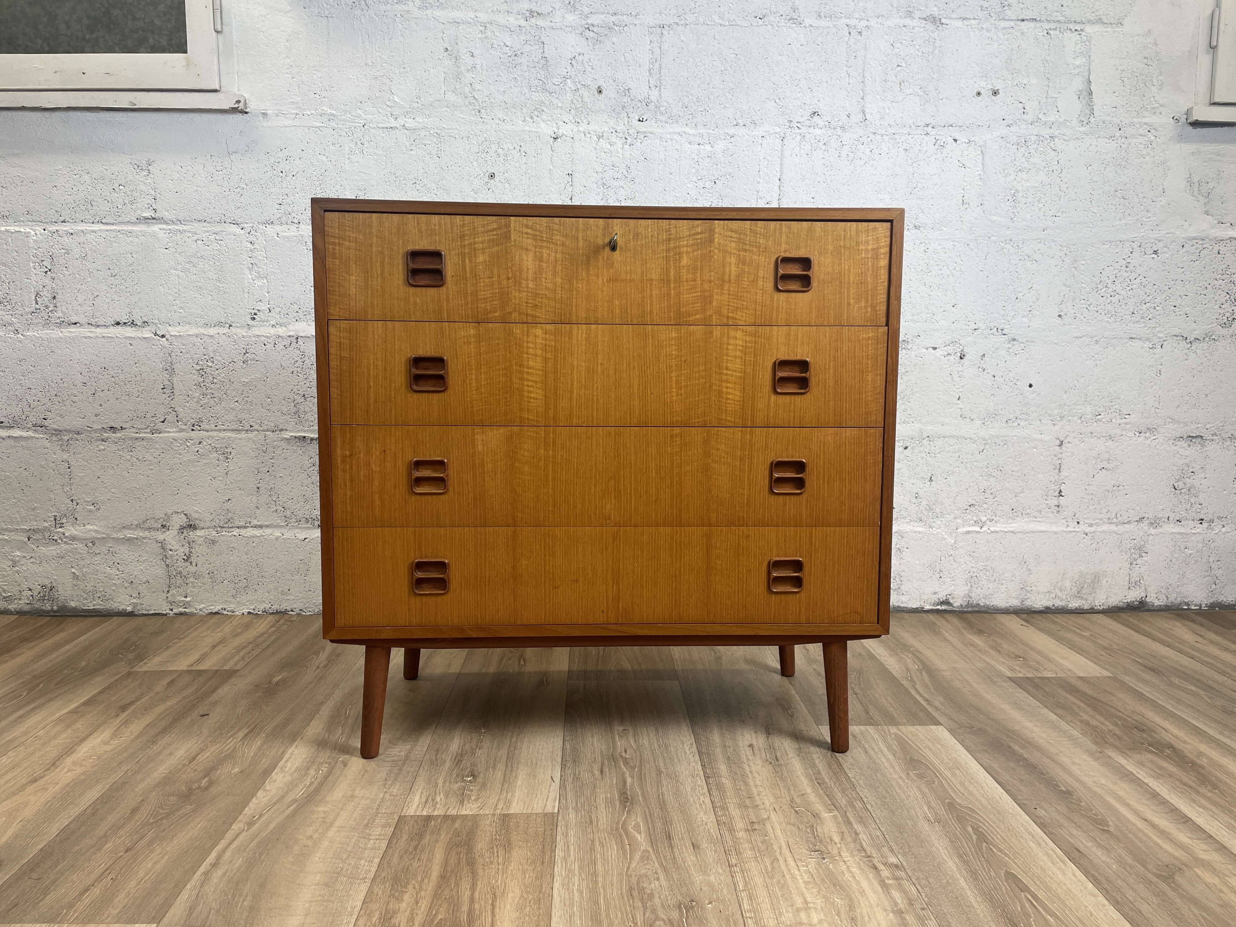 Scandinavian chest of drawers with 4 vintage teak drawers, 1960s