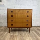 Commode scandinave 4 tiroirs vintage en teck, années 60