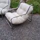 Pair of armchairs from the 70s chrome tubes and cotton canvas