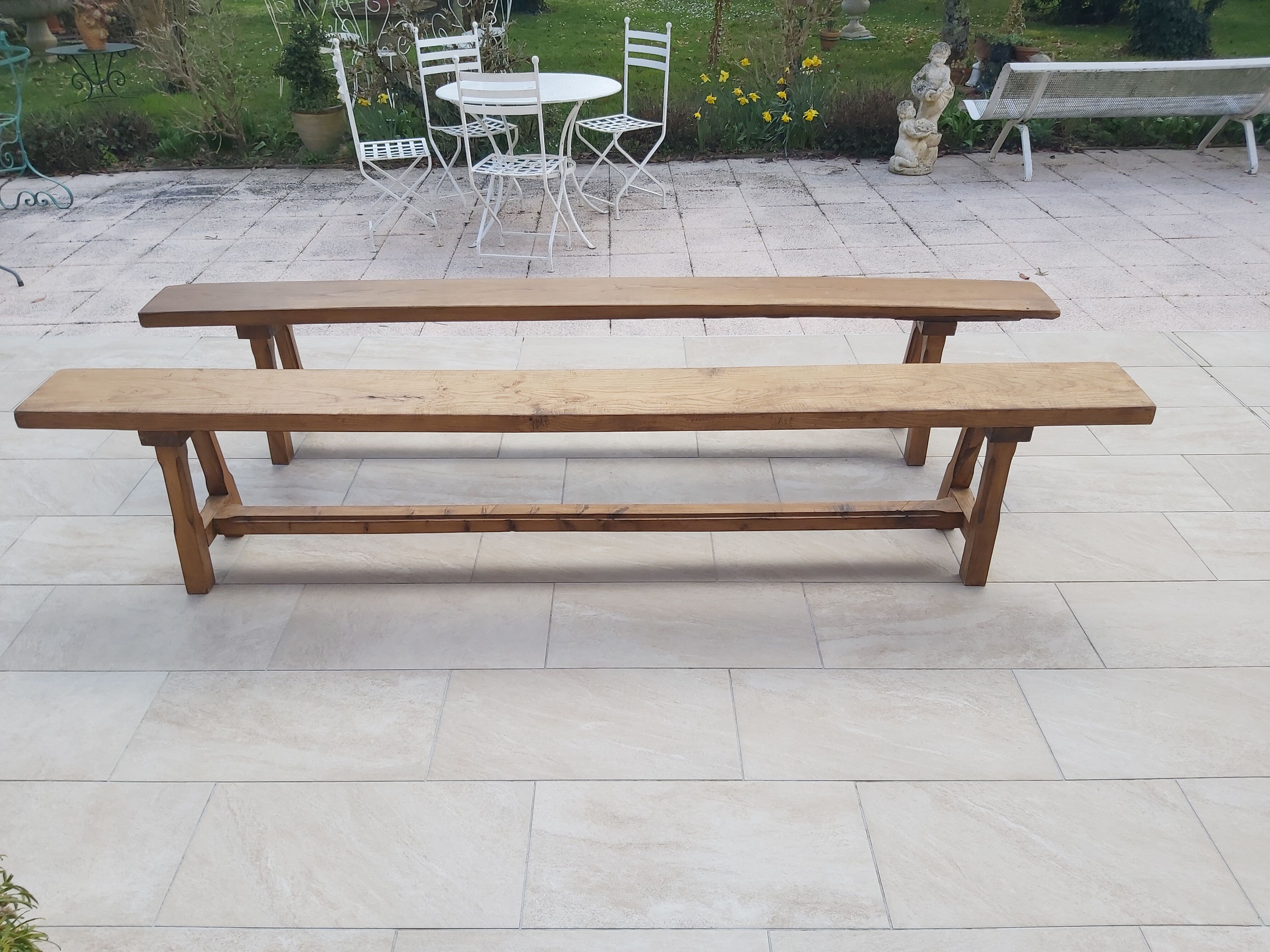 Paire de bancs de ferme 2m50