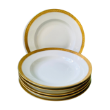 Lot 6 GDA white hollow plates golden edge 50s