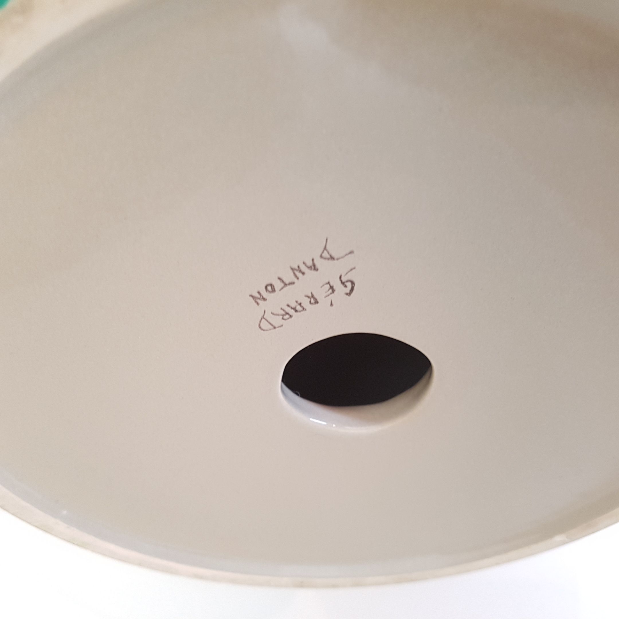 Scratched ceramic lamp green Gérard Danton for Roche Bobois
