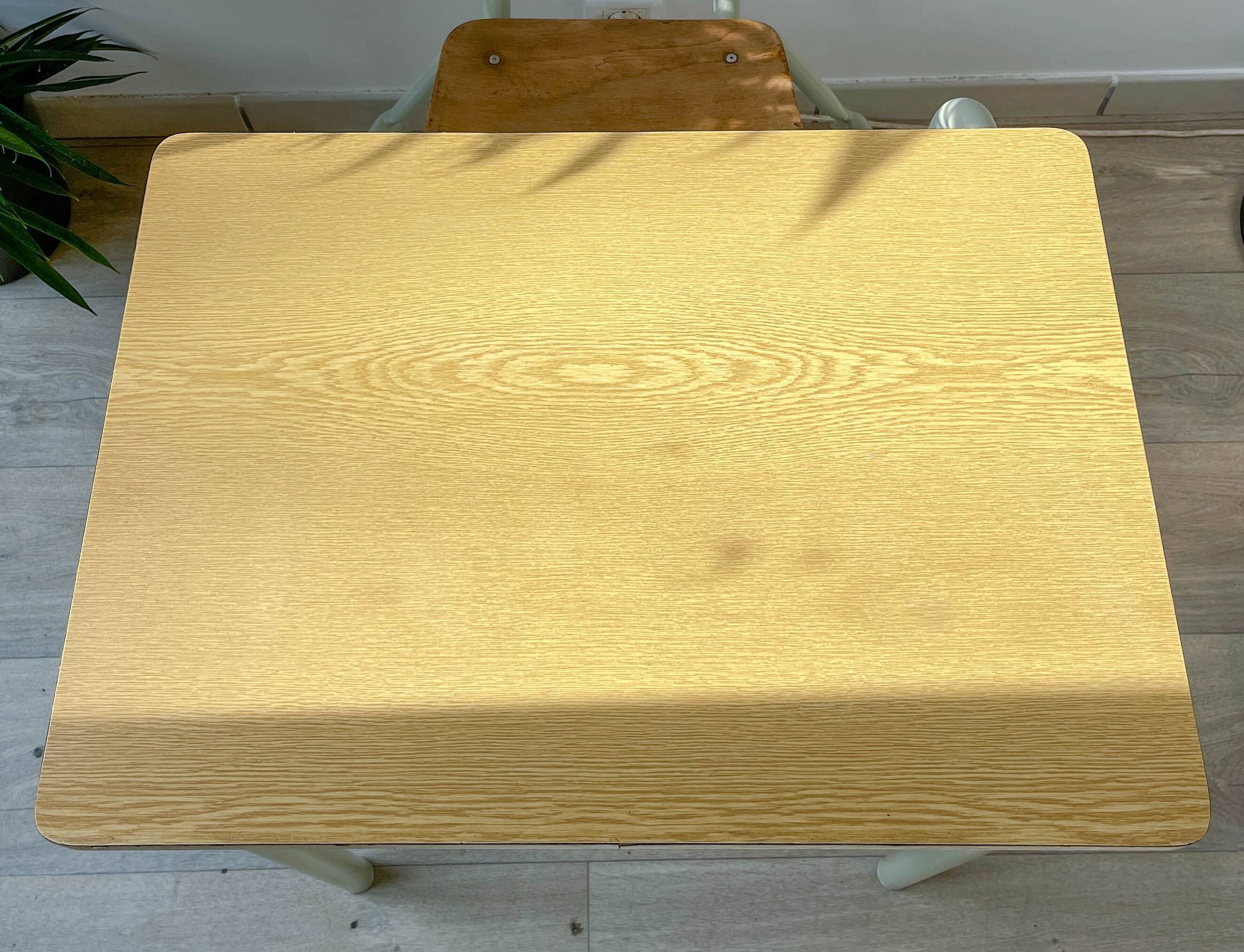 Vintage 1960s school desk – Antique wooden and metal aqua green desk – Retro school furniture – Vintage children's desk