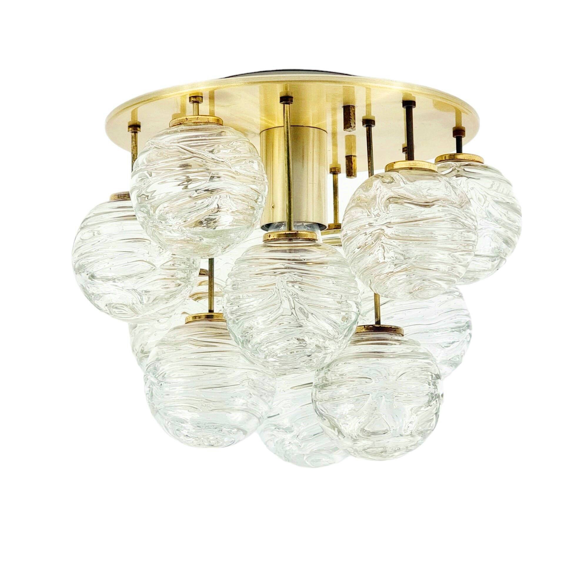 Mid-Century Sputnik Murano Glass & Brass Ceiling Light - Doria, 1960s/1970s