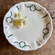 Compote dish or antique footed plate in ironstone - Villey de Longc