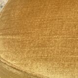 Pair of vintage toad armchairs in golden yellow velvet