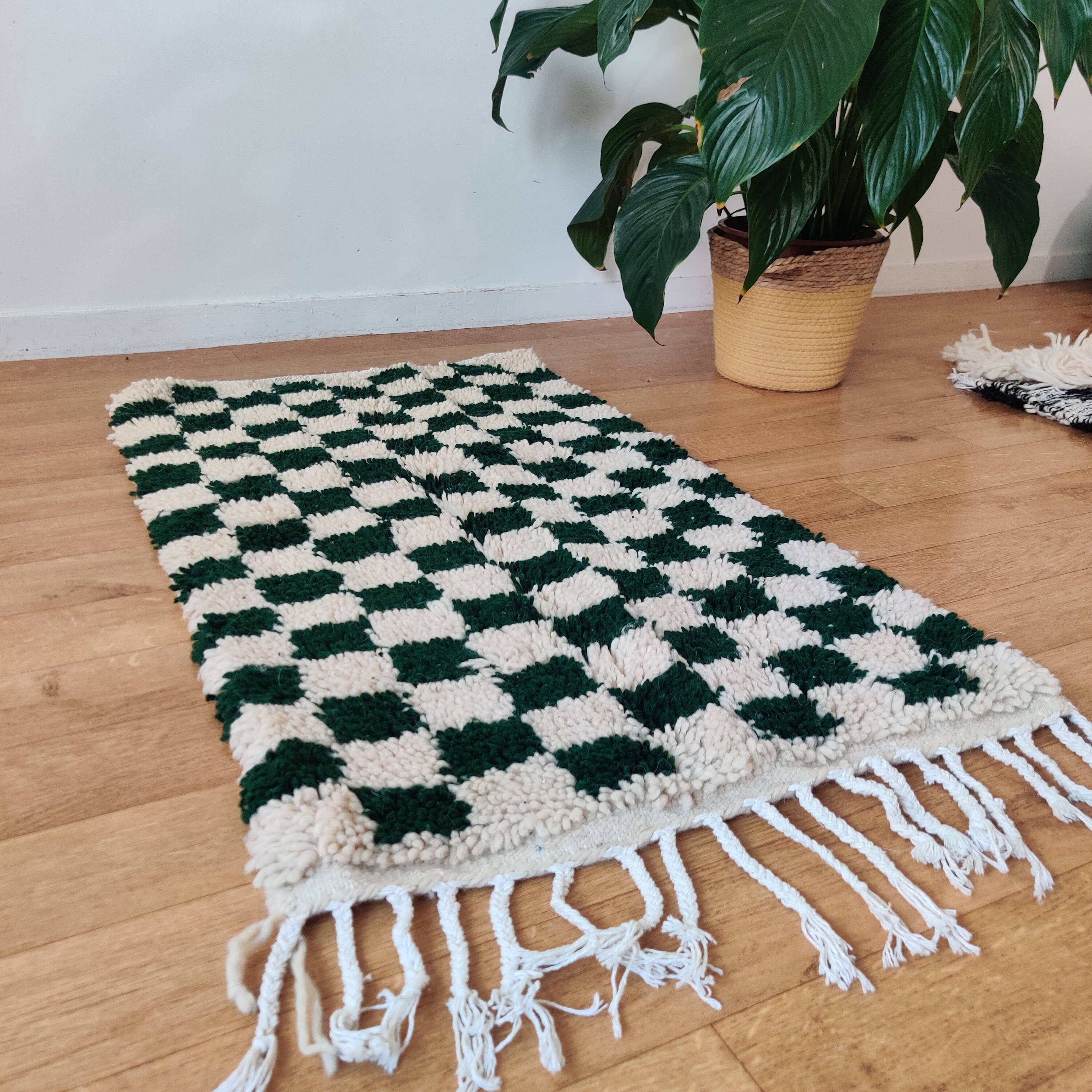 Small Berber rug with green tiles
