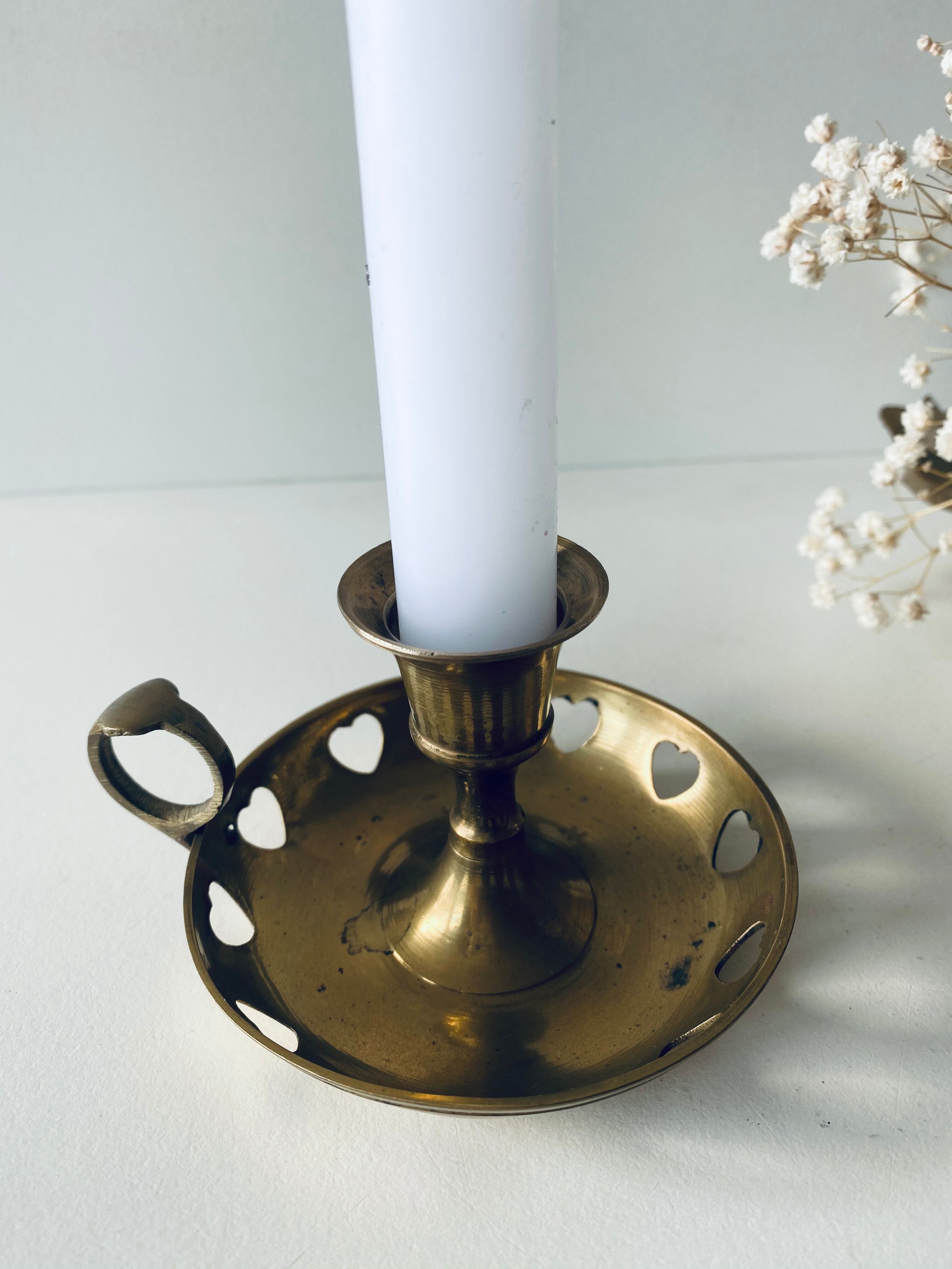 Vintage heart brass candlestick