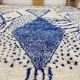Vintage Azilal rug 310x246 cm - Blue geometric patterns