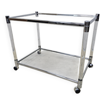 Vintage glass and chrome drinks trolley / tea trolley / side table