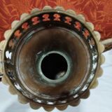 Oriental style vase or copper amphora and brass decoration