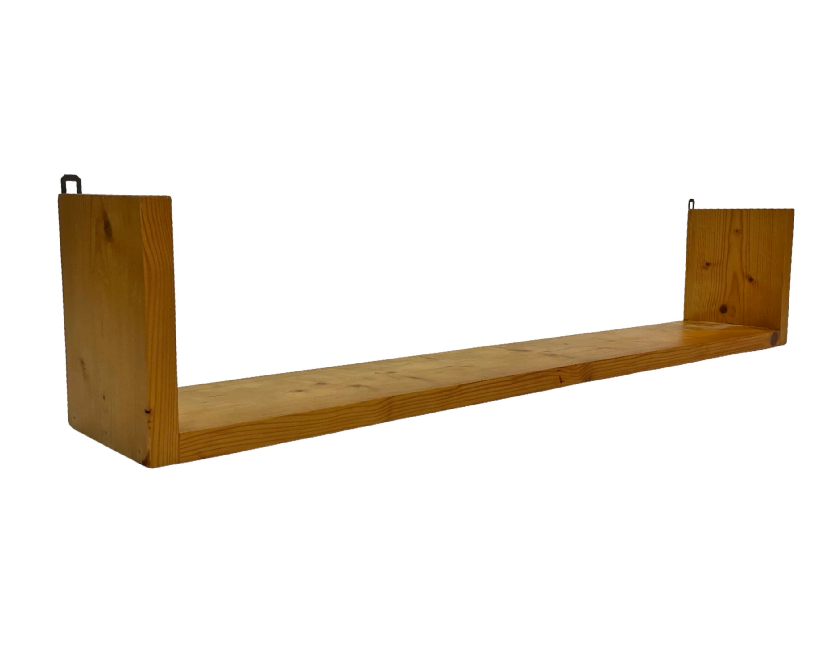 Vintage wooden wall rack bookshelf in pine