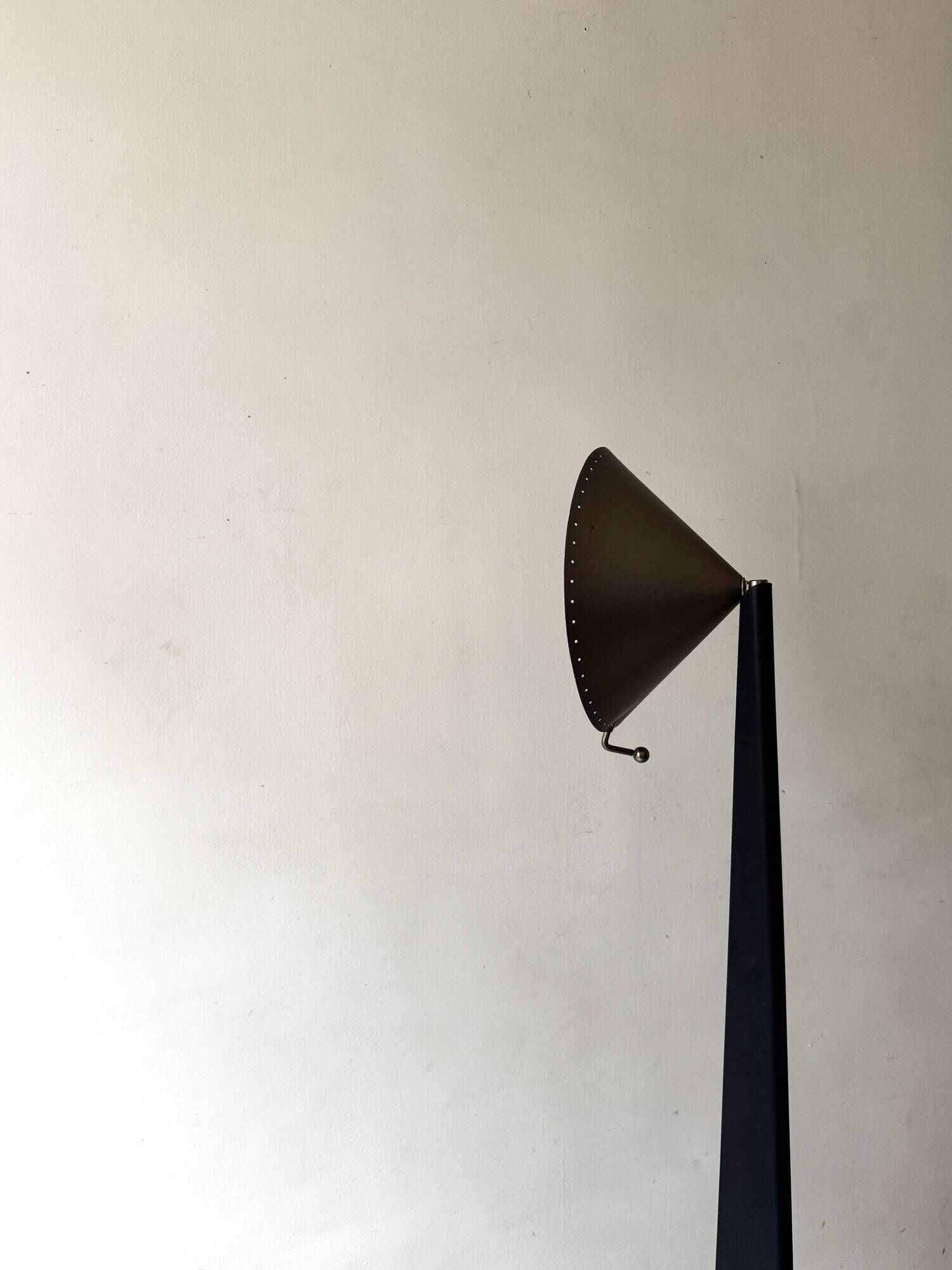 Vintage chrome metal cone floor lamp, adjustable, Ikea 1980.
