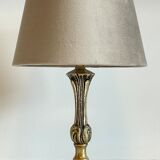 Solid brass lamp and vintage fabric