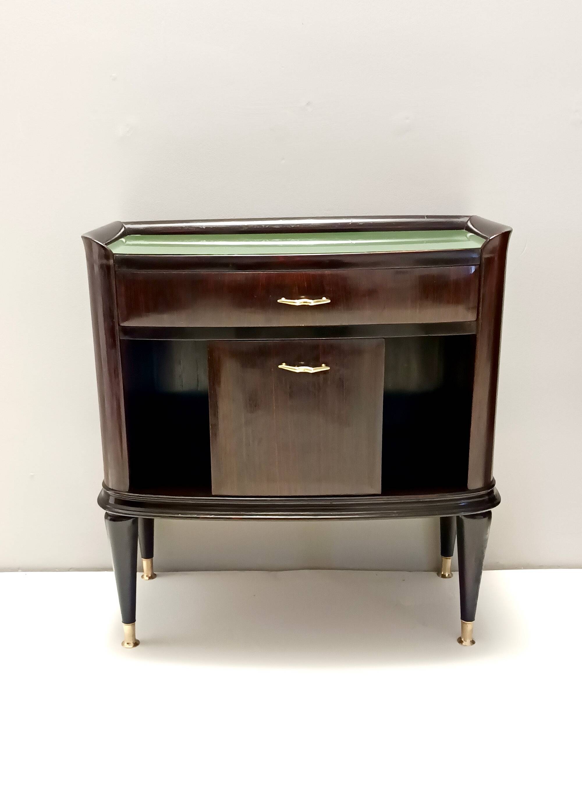 Ebonized Walnut and Beech Nightstands, Tomaso Buzzi Style, 1950s