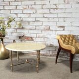Round coffee table marble and brass
