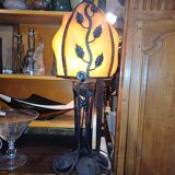Large table lamp 73 cm, wrought iron and glass in Art Deco style