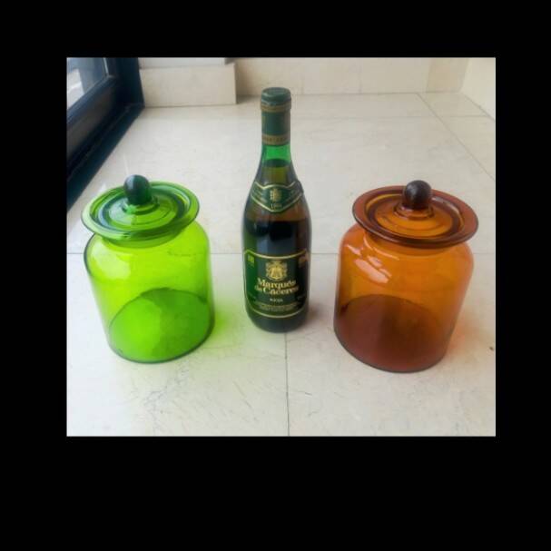Pair Takahashi apothecary jars
