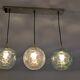 Made globe pendant lamp 3 lights – brass & green glass