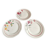 Lot de 3 assiettes à dessert anciennes Sarreguemines
