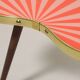 Side table, kidney-shaped, red-pink stripes, three elegant legs, 50s style