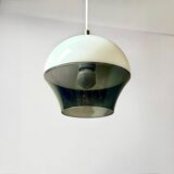 70s space age ufo lamp – vintage dual-color acrylic pendant light made in italy
