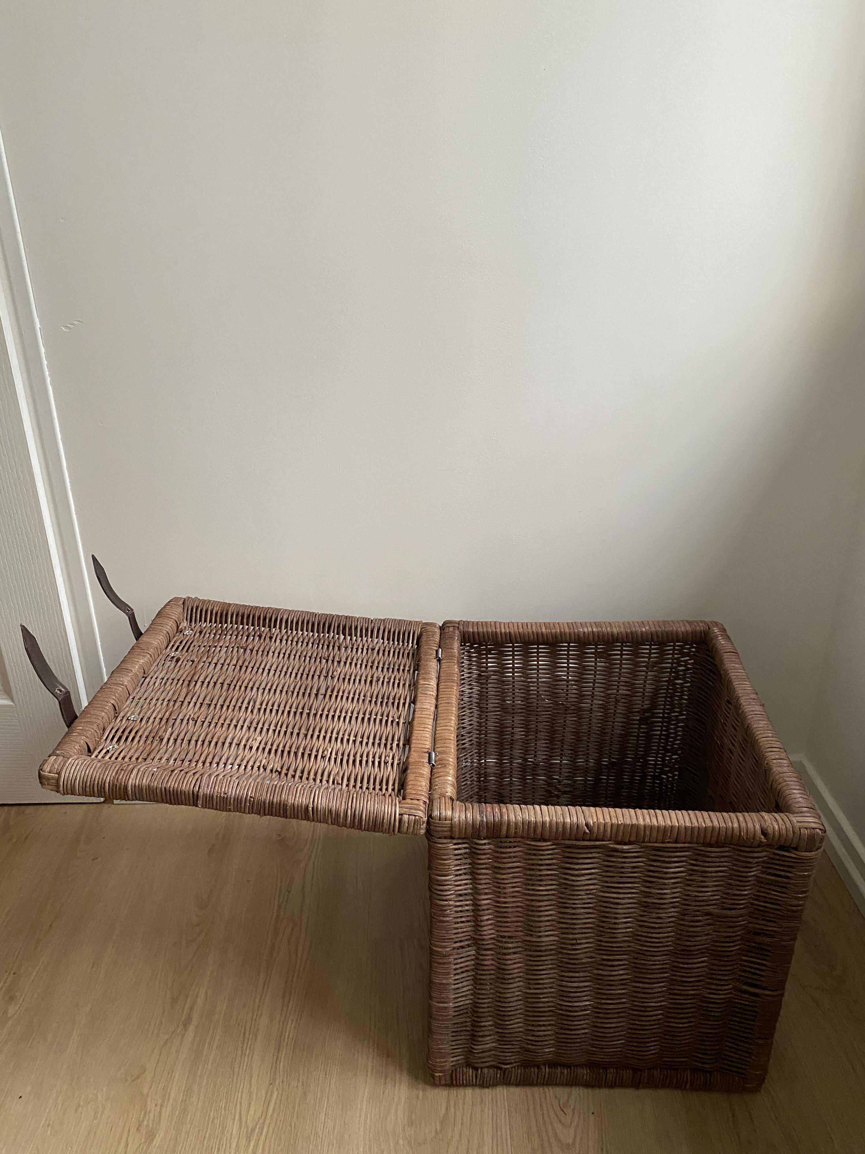 Set of two large trunks, vintage wicker storage chests