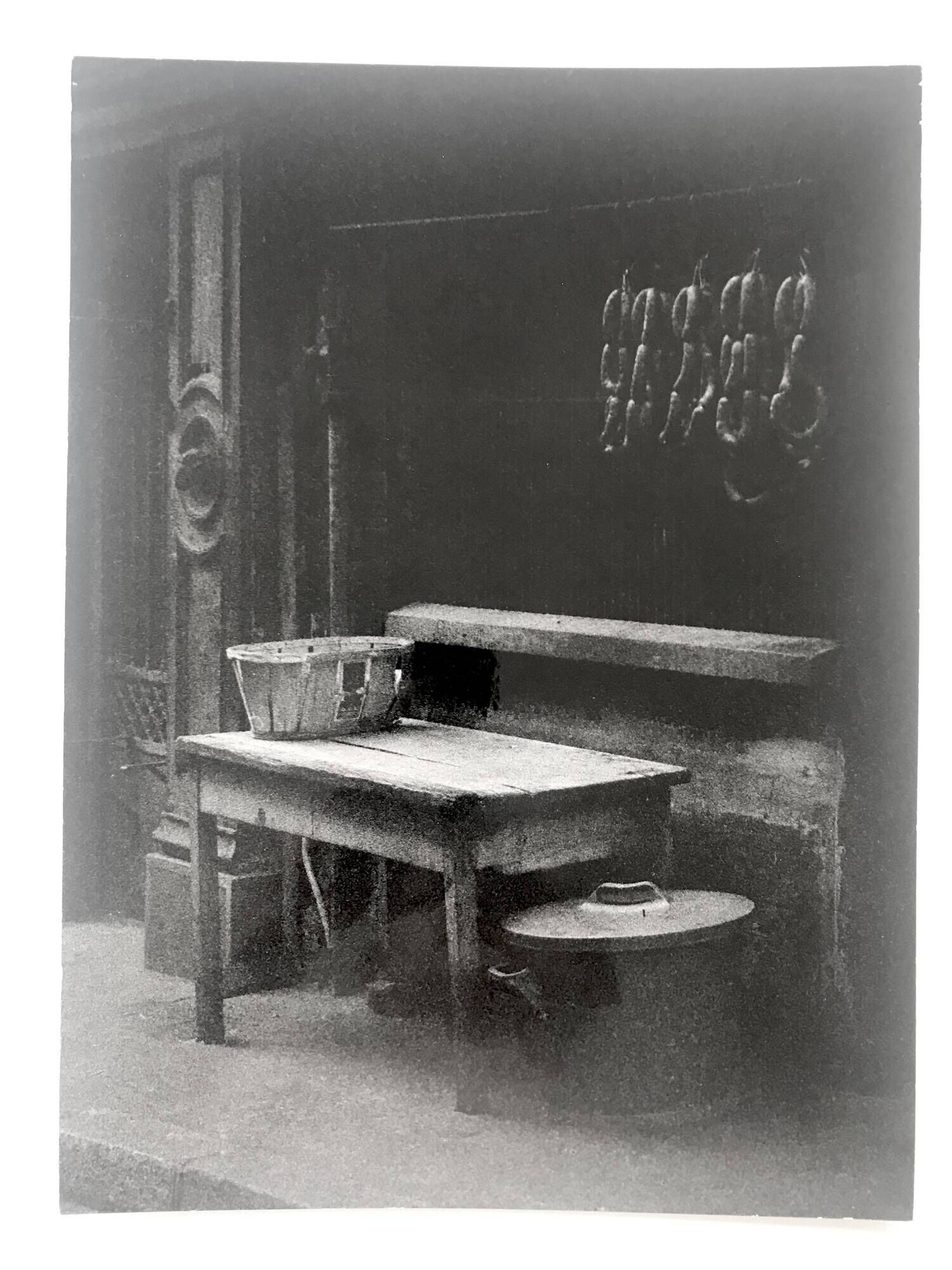 Butcher's display, 1970s/80s. Original black and white silver print on paper.