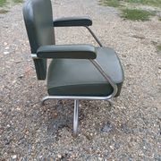 Pullman Armchair in Chrome Metal and Green Leatherette