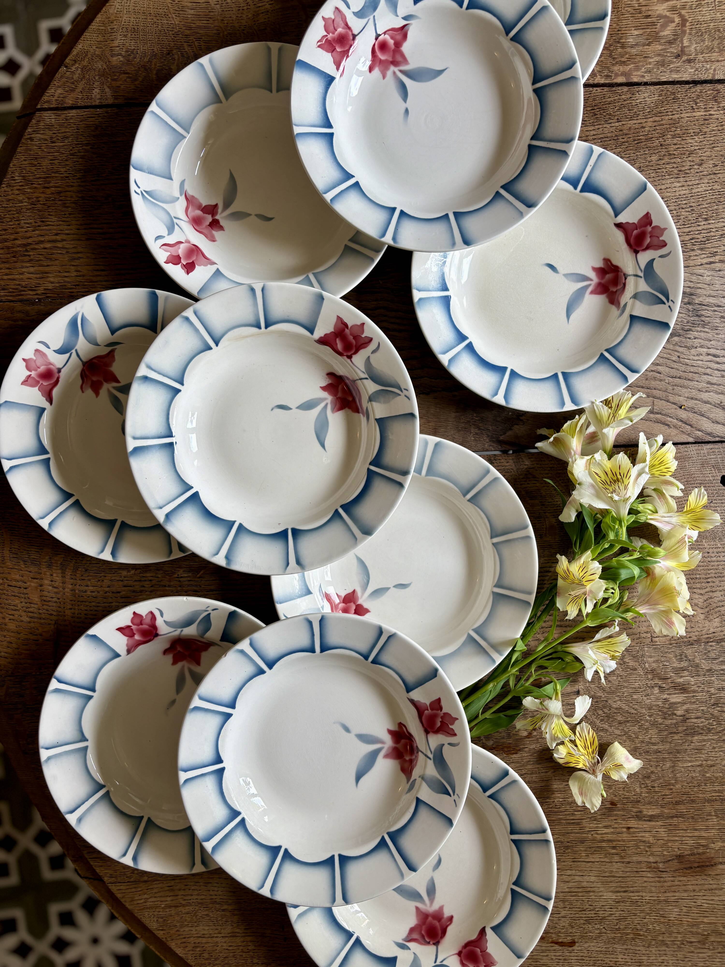 Set of 10 vintage deep plates from Digoin.