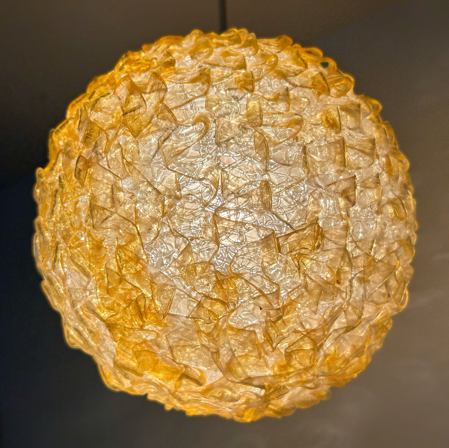 70s amber plastic chandelier